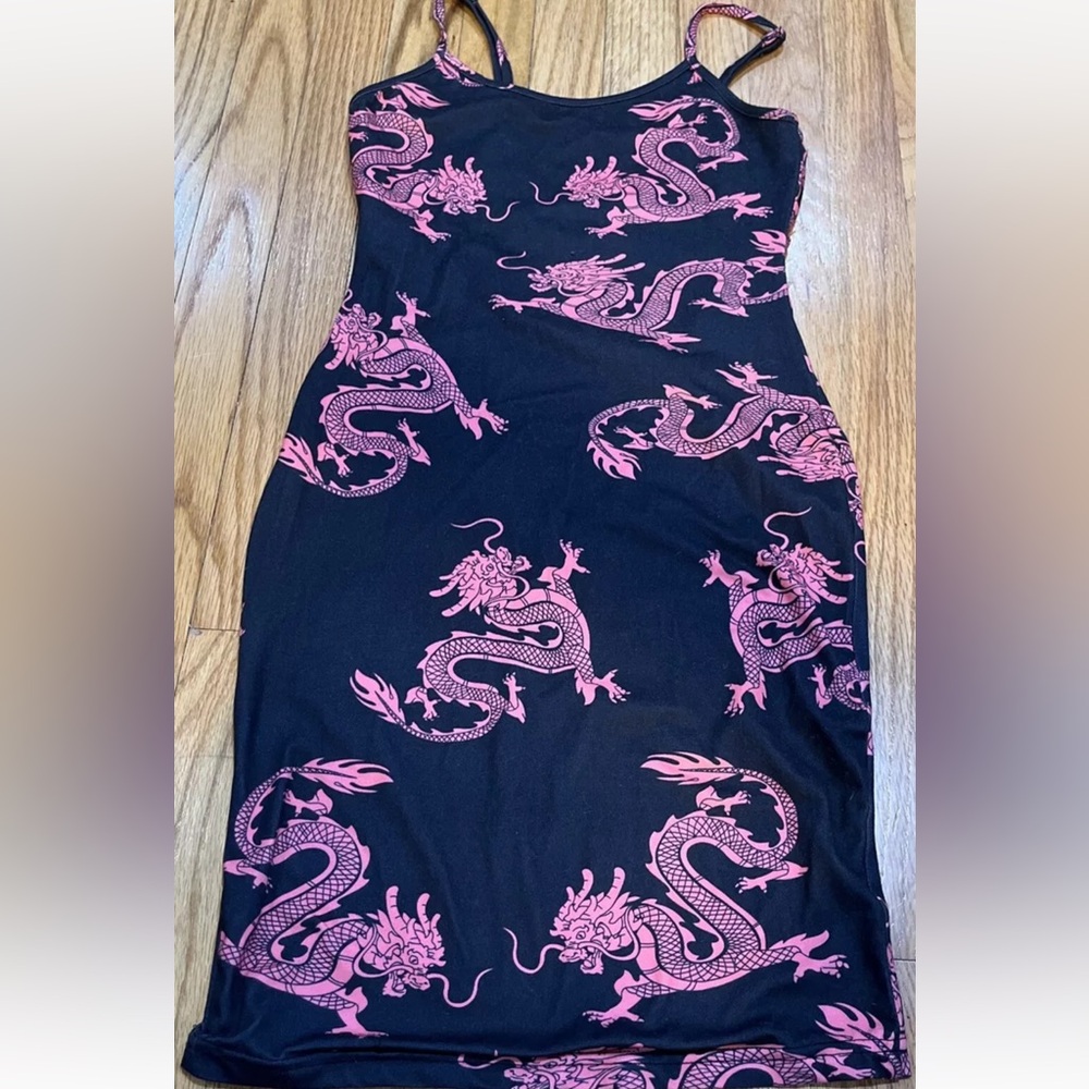 shein Black dragon bodycon dress XS 2